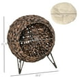 thumbnail image 3 of 20.5" Rattan Cat Bed, Claw-Proof Rattan Wicker Cat Furniture, Elevated Hand-Woven Kitten House Condo with Cushion,  Easy to Clean Elevated Ball Cat Bed with Washable, for Indoor, Brown, 3 of 8