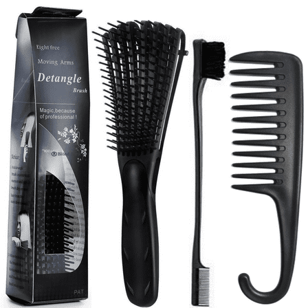 Large Black Detangling Brush for Curly Afro Thick Wavy Hair Wet and Dry Brush   Detangling Comb Edge Brush