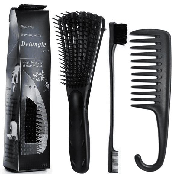 Large Black Detangling Brush for Curly Afro Thick Wavy Hair Wet and Dry Brush   Detangling Comb Edge Brush