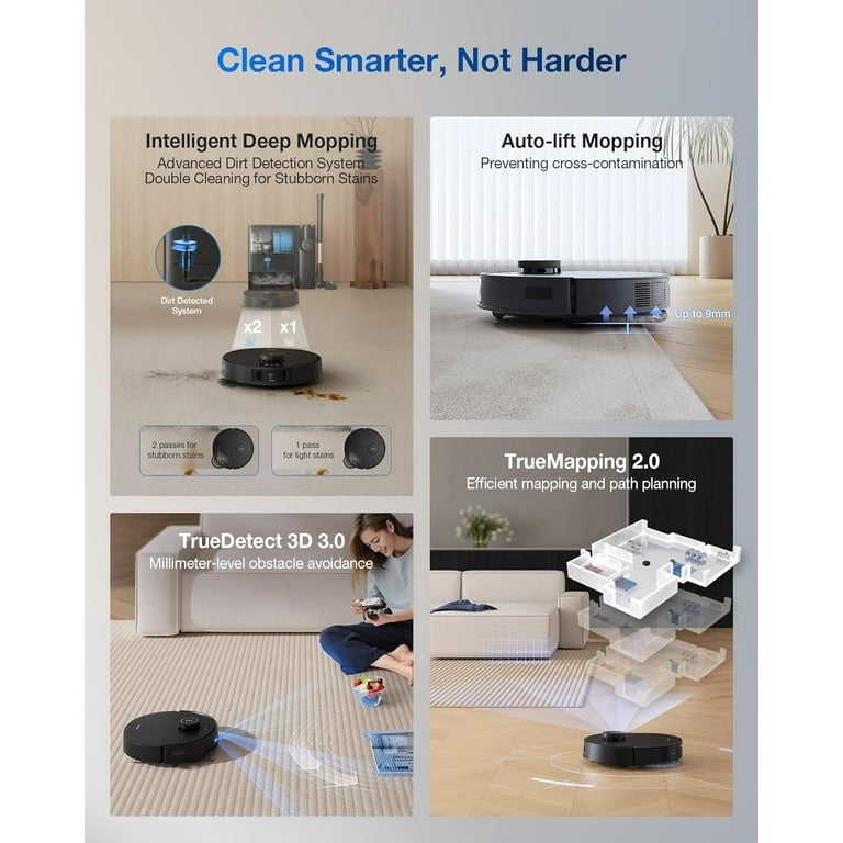 ECOVACS DEEBOT T30S Combo Complete Robot Vacuum and Mop, 11000Pa