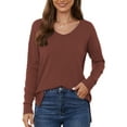 thumbnail image 2 of Uvplove V Neck Sweaters for Women Lightweight Knit Pullover Sweater,US Size S-2XL In Manue, 2 of 11