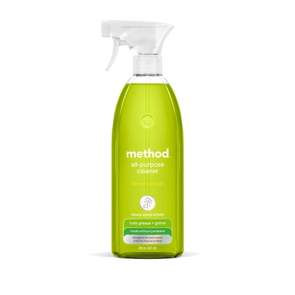 method All-Purpose Cleaner Spray, Lime   Sea Salt - Cuts Grease & Grime on Counters, Glass, Sealed Wood & Floors, for Kitchen & Bathroom, 28 fl oz