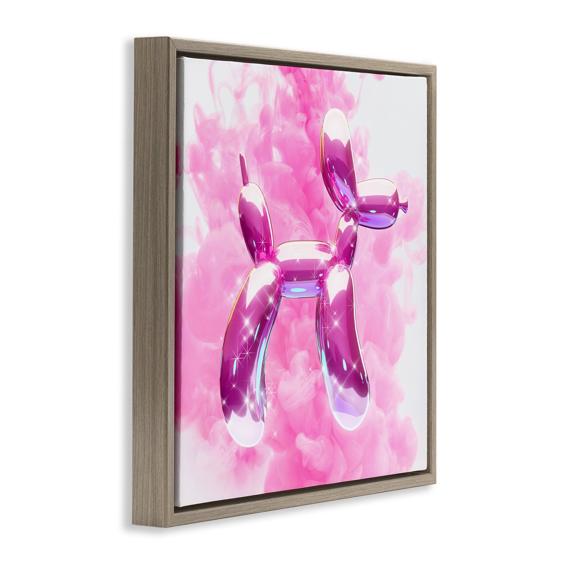 Stupell Industries Sparkle Balloon Dog Abstract Painting Brown Floater Framed Canvas Art Print Wall Art, 25 x 25