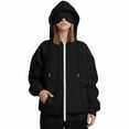 thumbnail image 4 of Womens Hoodies Plus Size, Women's Zip Up Hoodies Sweatshirts Clothes Teen Girl Fall Casual Drawstring Jackets With Pockets Overcoat, Black L, 4 of 9