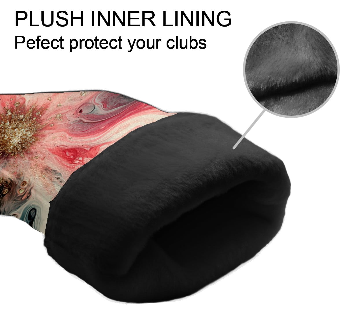 Golf Club Covers PU Leather Waterproof Head Covers for Fairway Woods Hybrids Swirl Pattern Unisex Fits Most Brands