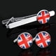 thumbnail image 3 of Juego de gemelos y pinzas para corbata para hombre, bandera del Reino Unido, tono plateado, 3 of 3