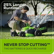 Greenworks 60V 25 Cordless Brushless Self-Propelled Mower + Two (2) 4.0Ah Batteries & Dual Port Charger