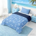 thumbnail image 2 of Manfei Vintage Anchor Twin Comforter Sets for Kids Boys and Girls, Blue WhiteNautical Theme Bedding Set, Navy Reversible 2pcs, 1 Comforter and 1 Pillowcase, 2 of 6