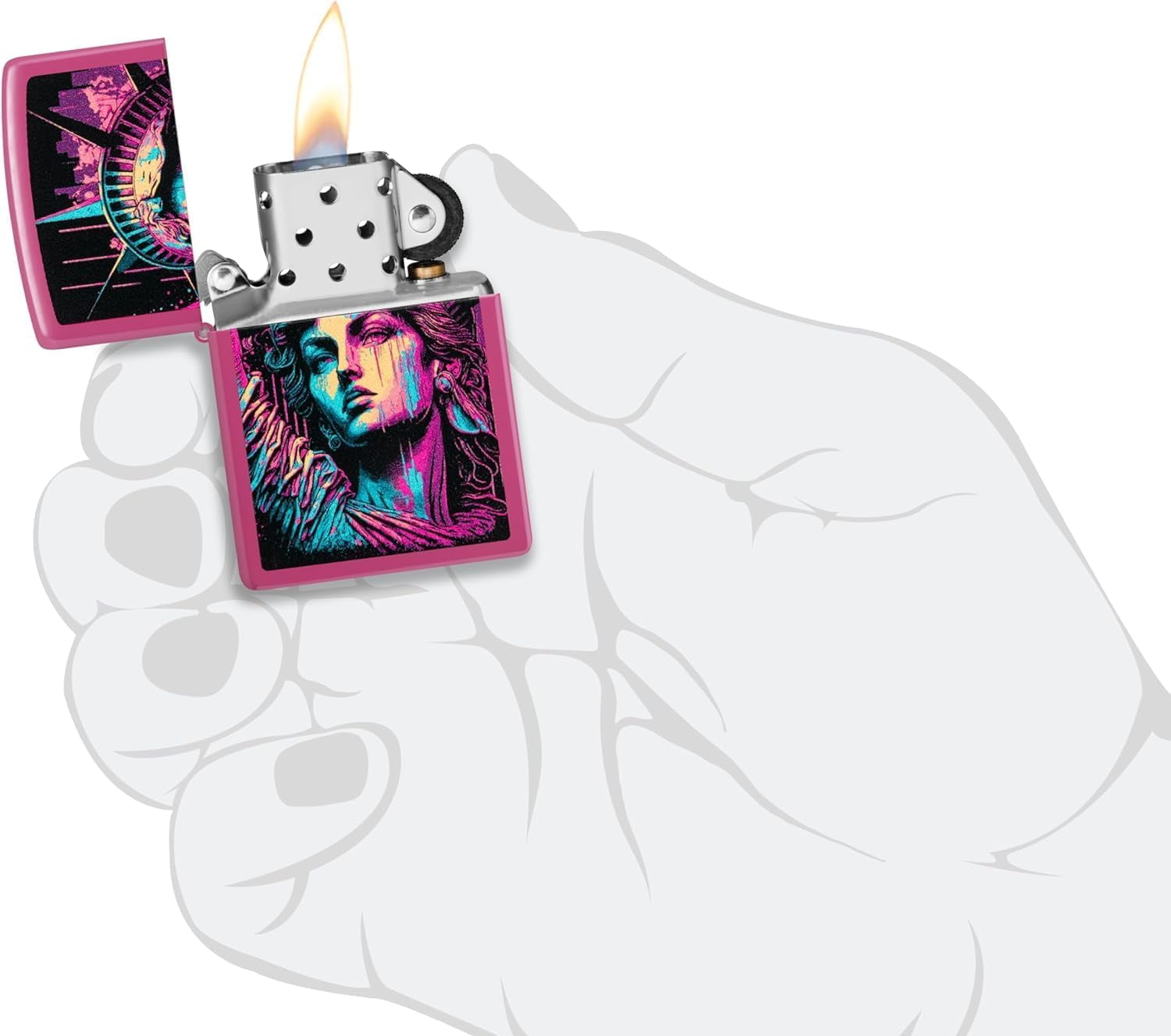 Zippo Lighter - Custom Message Engrave Retro Statue of Liberty Frequency 48916