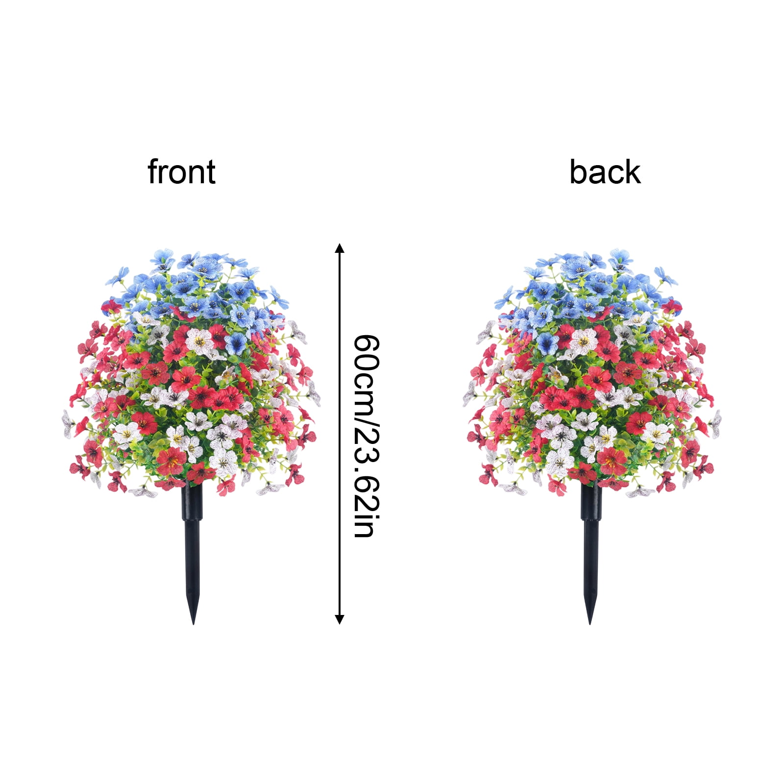 Outdoor Decorations for Yard, Garden Decorations Outdoor, Fake Outdoor Flowers Uv Resistant, 4Th of July Lawn Decorations, Red White and Blue Decor, 2 Pc Garden Stakes