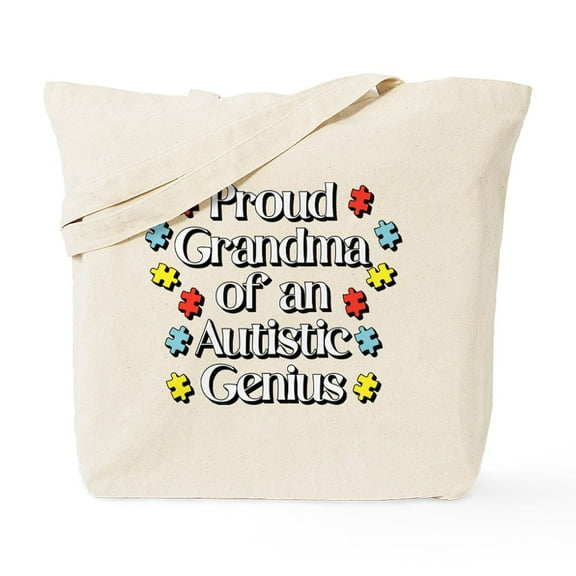 CafePress - Proud Grandma Of An Autistic Genius Tote Bag - Unisex Canvas Tote Bag, Beige, 1-Piece