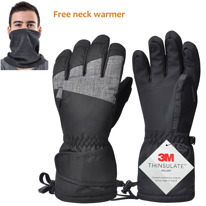 Men Ski Gloves Waterproof Windproof Warm for Skiing Snowboard Winter Sports 