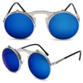 thumbnail image 1 of Steampunk Cyberpunk Round Sunglasses Flip Up Circle Goggles Retro Glasses, 1 of 2