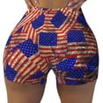 thumbnail image 2 of Balery Vintage USA Flag Pantalones cortos de entrenamiento estampados para mujer, sin costuras, ajustados, para gimnasio, yoga, correr, deportes, ejercicio activo, fitness.-Small, 2 of 8
