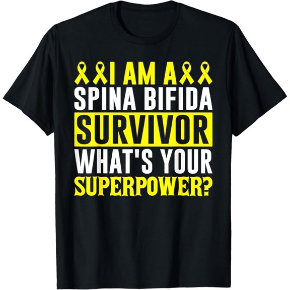 men and women can wear, Spina Bifida Awareness Survivor Yellow Ribbon Support T-Shirt