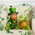 thumbnail image 4 of VBBHG St Patricks Day Shamrock Dwarf Gnome Pillow Cover, 17.71x17.71 Inch Clover Gold Coins Tiny Ladybug Cushion Case Decoration for Sofa Couch, 4 of 6