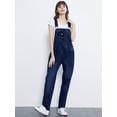 thumbnail image 2 of Womens Vintage Wash Straight Leg Denim Overalls With Pocket Bib, 2 of 3