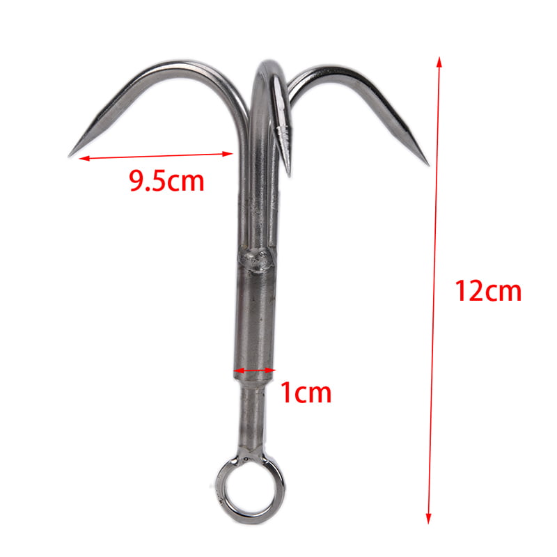 KY 1pc 3 Claws Grappling Hook Climbing Survival Carabiner Tool Stainless Steel 