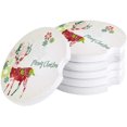 thumbnail image 1 of POGLIP Merry Christmas Theme Set of 2 Car Coaster for Drinks, Absorbent Ceramic Stone Coasters Cup Mat with Cork Base for Home Kitchen Room Coffee Table Bar Decor, 1 of 5