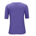 thumbnail image 4 of Womens 100% Merino Wool Crewneck Short Sleeve Sweater Purple S, 4 of 8