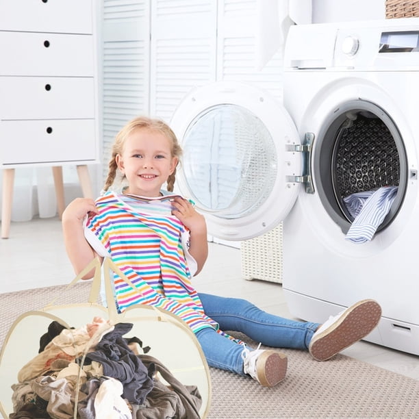 Paniers à Linge, Grand Panier à Linge en Maille avec grand Ouverture et Poche Latérale, Respirant, Robuste, Pliable et Gain de Place pour Vêtements et Rangement