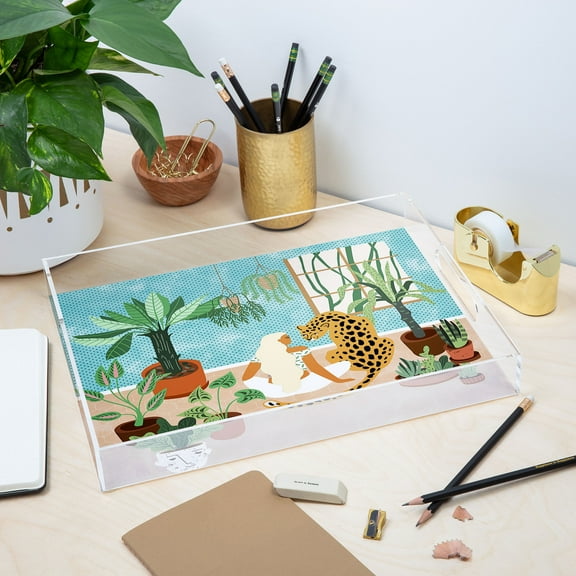 Society6 83 Oranges Urban Jungle Illustration Bota Decorative Rectangular Acrylic Tray 15 1/2" x 12" x 1 3/4",