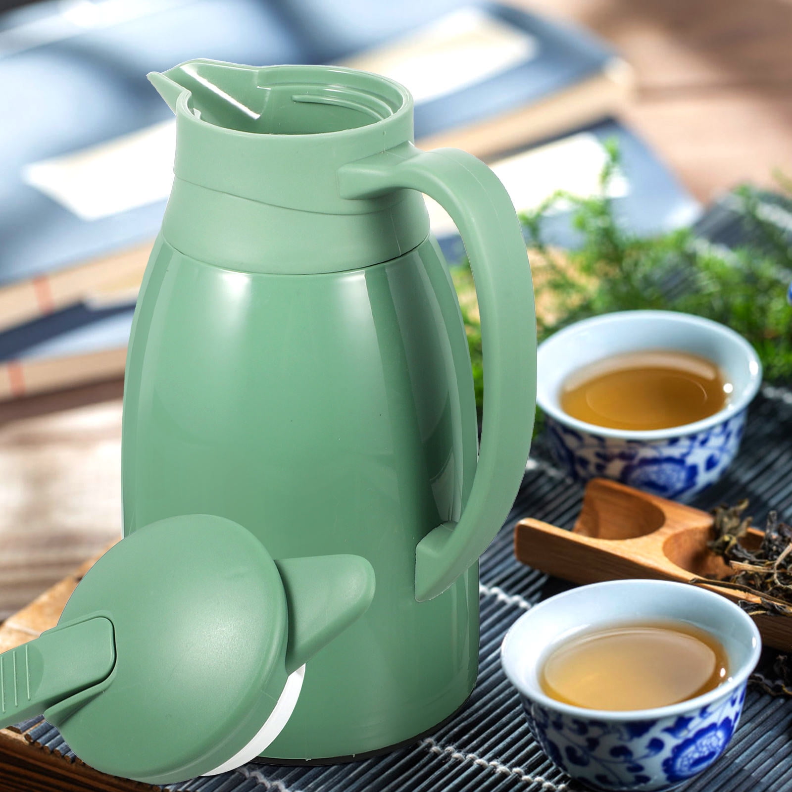 Soimiss Insulated Water Bottle Green Glass Inner PP Outer for Home Use