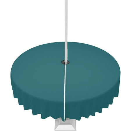 

Teal Green Outdoor Tablecloth with Umbrella Hole and Zipper Solid Color Table Cover for Round Tables Waterproof Tabletop Collection for Patio Garden Picnic Camping 60R