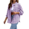 thumbnail image 4 of xiaxaixu Women's Ripped Distressed Denim Jacket Long Sleeve Button Down Boyfriend Jean Coat Trucker Jacket, 4 of 8
