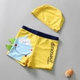 thumbnail image 2 of vigerkar Boys 2pcs Swim Trunks Cartoon Dinosaur Beach Boxers with Cap Rashgurad Swimsuit Set UPF 50+ (Yellow, 1-3 Years), 2 of 7