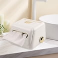 thumbnail image 3 of Funda de tejido rectangular con soporte para pañuelos faciales de resorte, Blanco, 3 of 8