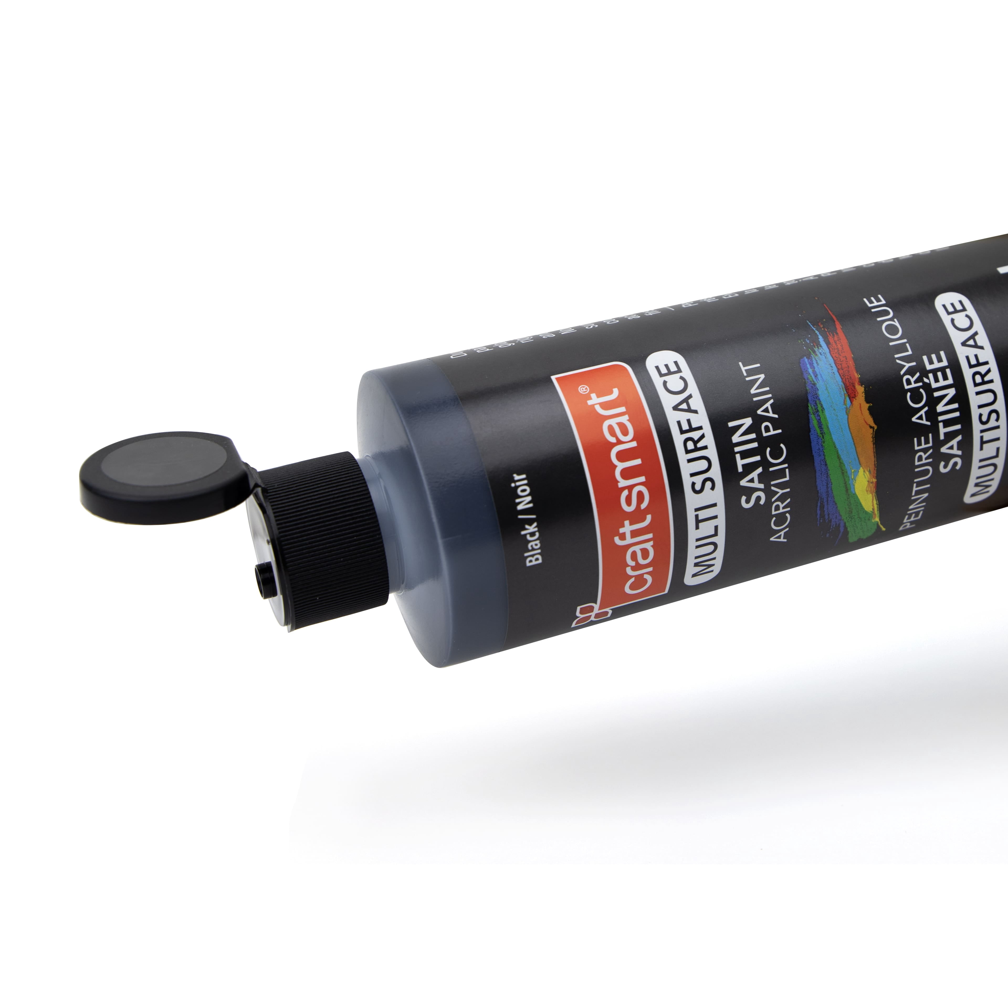 Craft Smart Black Premium Satin Acrylic Paint - Multi-Surface, Water-Based, Weather Resistant & Dishwasher Safe, 8 Pack