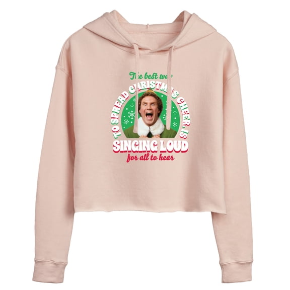 ELF - Christmas Singing - Juniors Cropped Pullover Hoodie