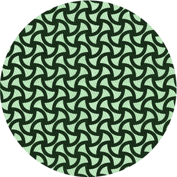 Ahgly Company Machine Washable Indoor Round Transitional Pastel Green Area Rugs, 6' Round