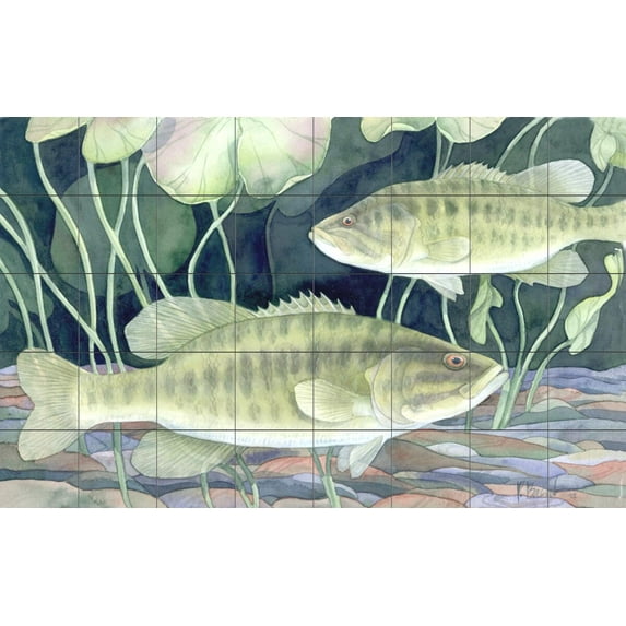 Tile Mural Bathroom Backsplash - Smallmouth Bass - by Paul Brent