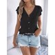 thumbnail image 4 of Suéter Tipo Cárdigan de Corta con Botones y Cuello en V para Mujer, Chaleco de Punto . Negro XL, 4 of 7