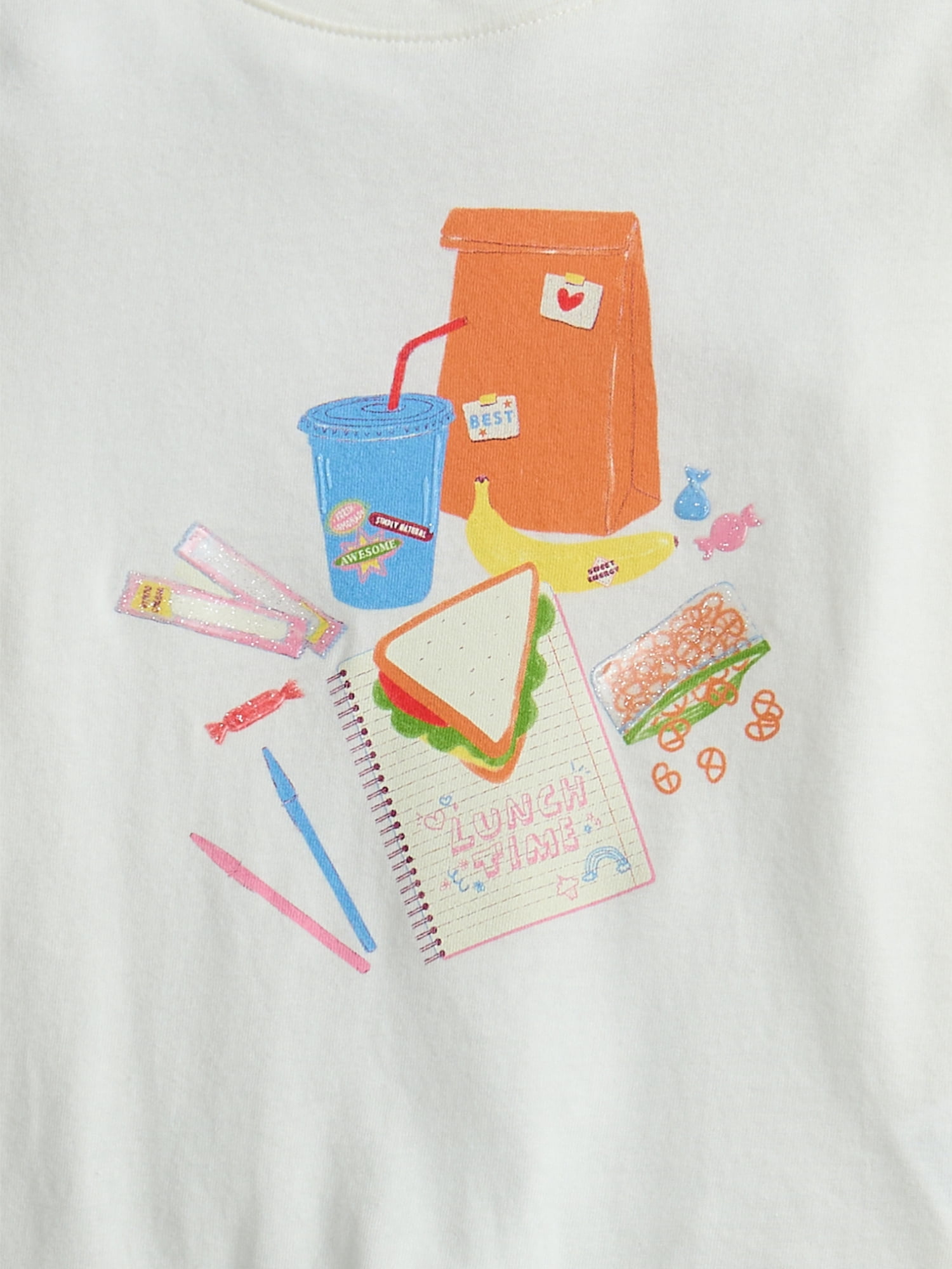 Wonder Nation Girls Embellished Tee with Long Sleeves, Sizes 4-18 & Plus
