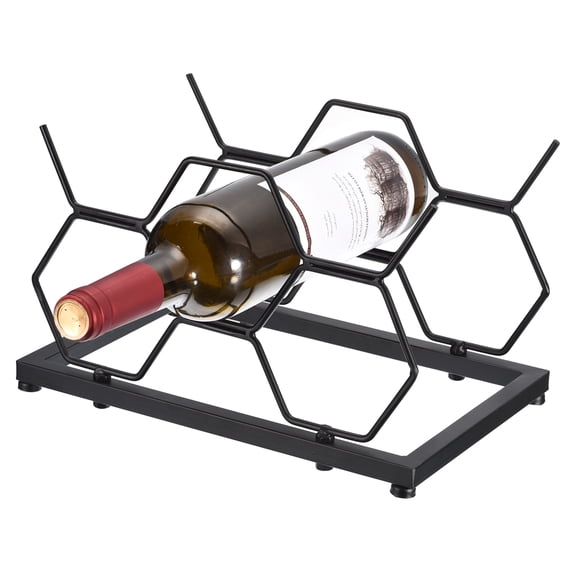 Countertop Wine Rack, Metal Wine Cellar Racks, Tabletop Free Standing Wine Bottle Stand Holder Display Shelf, Black