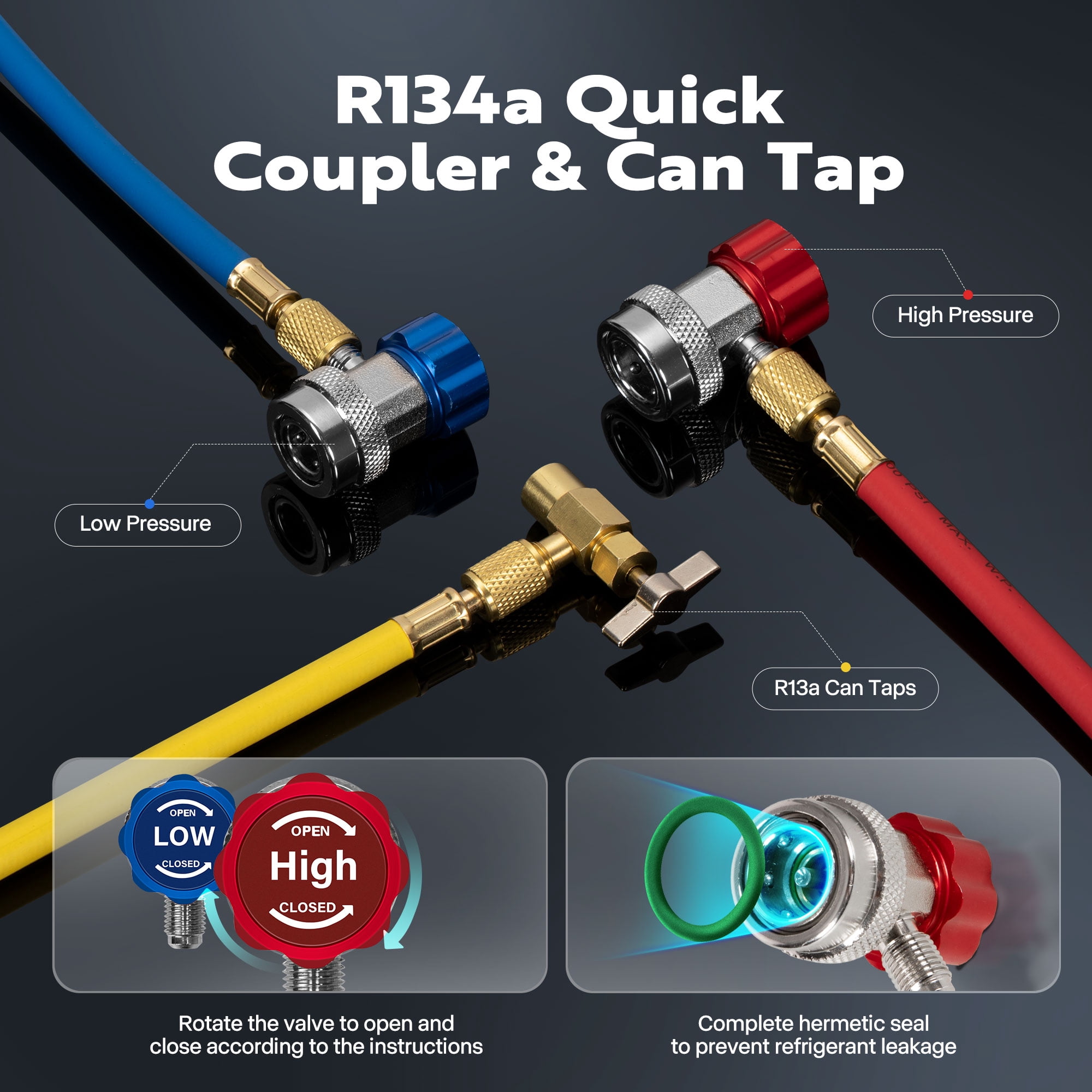 SPECSTAR 110V 1/3 HP 4CFM Single Stage Rotary Vane Air Vacuum Pump and AC Manifold Gauge Set Kit with Leak Detector for R134a R12 R22 R502 R410a HVAC Air Conditioning Refrigeration Recharging, Red