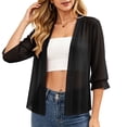 thumbnail image 3 of VBVC Women's Open Front 3/4 Sleeve Sheer Chiffon Cardigan , Ladies' Lightweight Sun Protection Shrug , Casual Beach Cover Up For Women,Black,S-3XL, 3 of 7