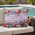 thumbnail image 4 of 4th of July Outdoor Waterproof Pillow Covers, Independence Day Floral Checkered Stars Decorative Square Throw Pillowcase Sofa Cushion Sham for Patio/Couch/Chair, 24"x24" 2 Pack, 4 of 8