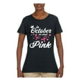 thumbnail image 2 of Wild Bobby In October We Wear Pink Crown Breast Cancer Awareness Women Graphic Tee, Black, Small, 2 of 6