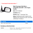 thumbnail image 2 of Right Passenger Side Mirror - Compatible with 2009 - 2013 Toyota Corolla 2010 2011 2012, 2 of 2