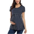 Mnycxen Women Maternity Short Sleeve Fashion Print Tops Pregnancy T