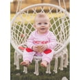 thumbnail image 5 of BemeyourBBs Newborn Baby Boy Girl Valentines Day Outfits Striped Plaid Romper Long Sleeve Crew Neck Heart Letters Embroidery Jumpsuit Cute Fall Winter Spring Clothes, 5 of 9