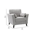 thumbnail image 5 of Otto 37 Inch Armchair, Pocket Coil Springs, 2 Throw Pillows, Gray Velvet- Saltoro Sherpi, 5 of 5