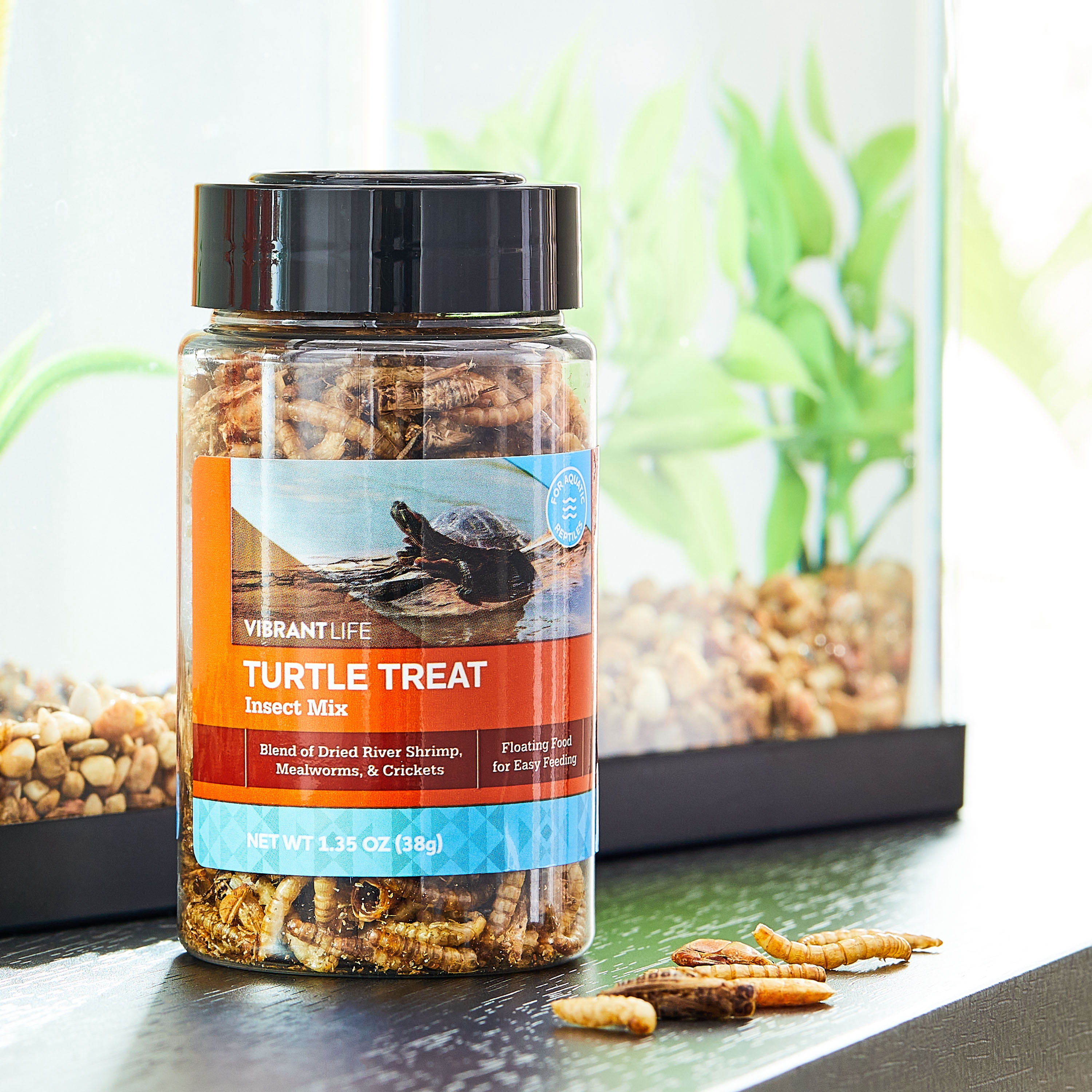 (4 pack) Vibrant Life Aquatic Turtle Treat, Insect Mix, 1.35 oz