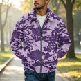 thumbnail image 2 of CCRFTGI Mens Corduroy Jacket Bomber Full Zip Casual Vintage Long Sleeve Lapel Collar Camo Relaxed Fit Fall Winter Coats for Men Purple 3XL, 2 of 7