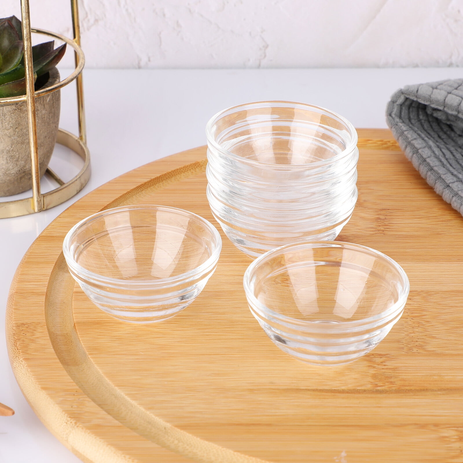 RORPOIR 8pcs Bozai Cake Bowl Mini Prep Bowls Glass Pudding Bowls glass mixing  bowls fruit bowl with lid sauce container clear dessert cups with lids  glass jelly bowl Seasoning Bowls plate 