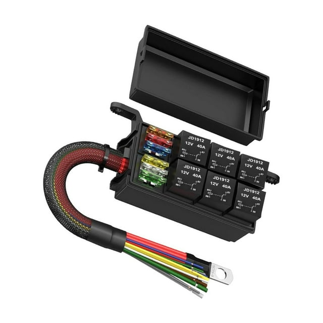relayinert Relay Box Dustproof 6 Way Pre Holder Wired Blade for RV Car ATV 24V 12V 16x7.24x8.38 cm